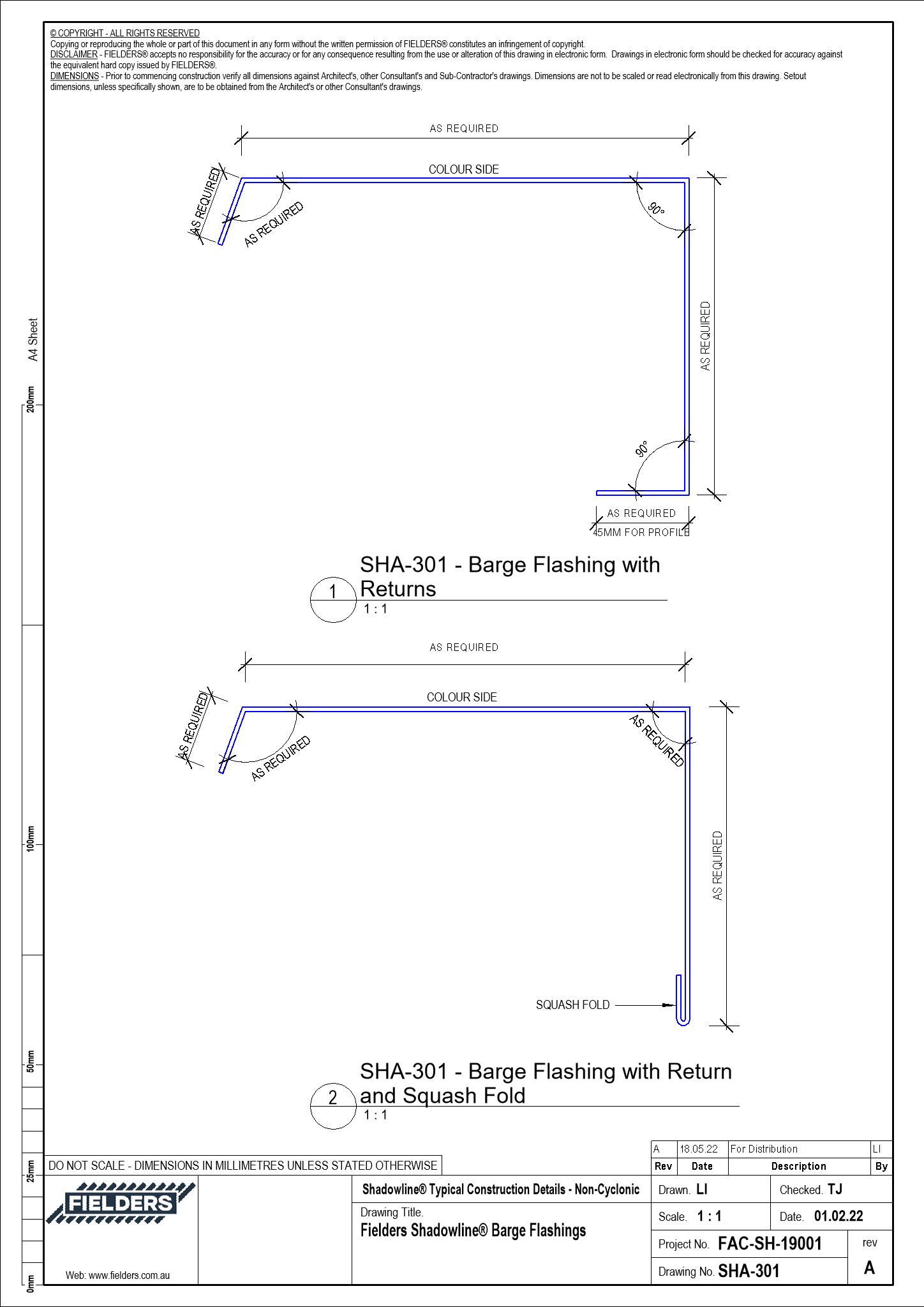 SHA301 Fielders Shadowline® Barge Flashings